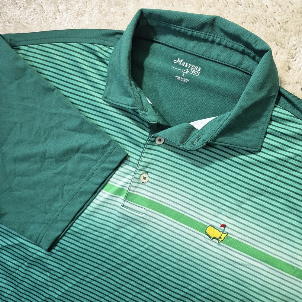 Masters Tech Polo Shirt Mens Large Green Performance Golf Preppy Embroidered